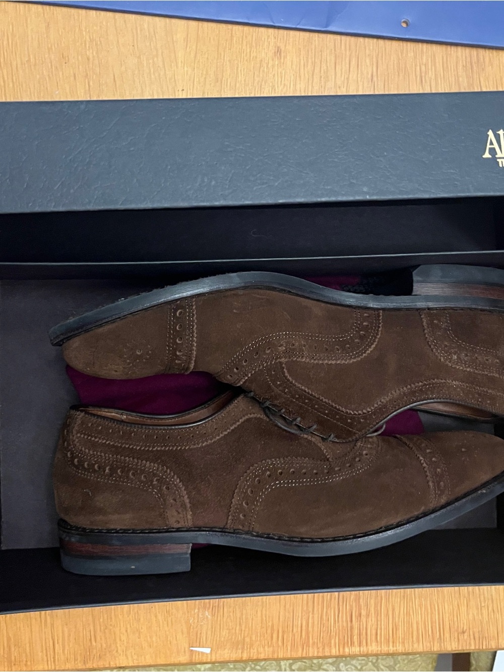 Classic Brown Suede Wingtip Dress Shoes - Men